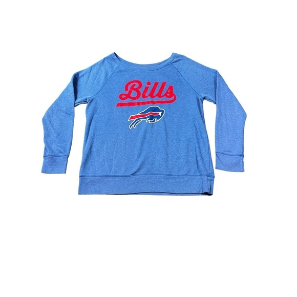 Team Apparel Tops - Buffalo Bills NFL Team Apparel Women's Crew Neck Sweatshirt Blue Size Medium